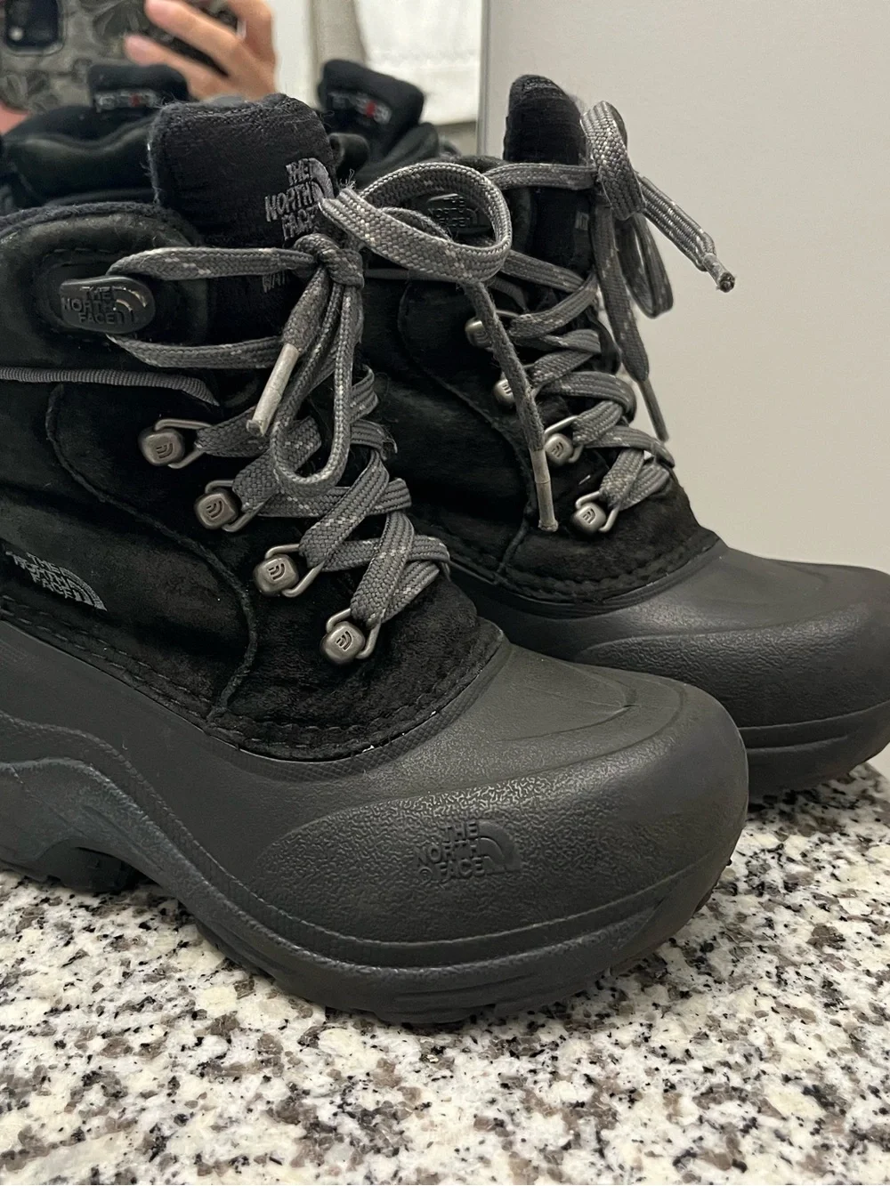 The North Face Black and Gray Kids Winter Boots